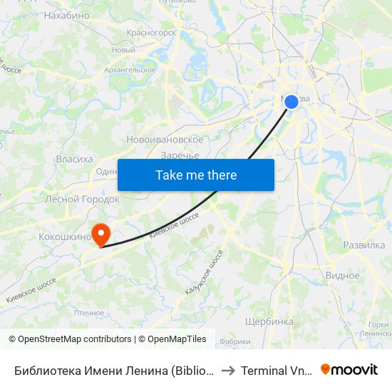 Библиотека Имени Ленина (Biblioteka Imeni Lenina) to Terminal Vnukovo-3 map