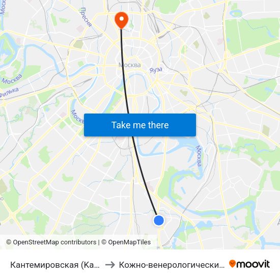 Кантемировская (Kantemirovskaya) to Кожно-венерологический диспансер №3 map