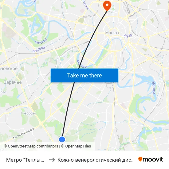 Метро "Теплый Стан" to Кожно-венерологический диспансер №3 map