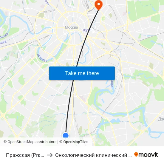 Пражская (Prazhskaya) to Онкологический клинический диспансер №1 map