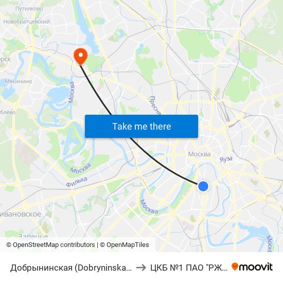 Добрынинская (Dobryninskaya) to ЦКБ №1 ПАО "РЖД" map