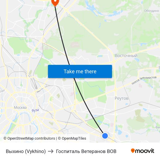 Выхино (Vykhino) to Госпиталь Ветеранов ВОВ map