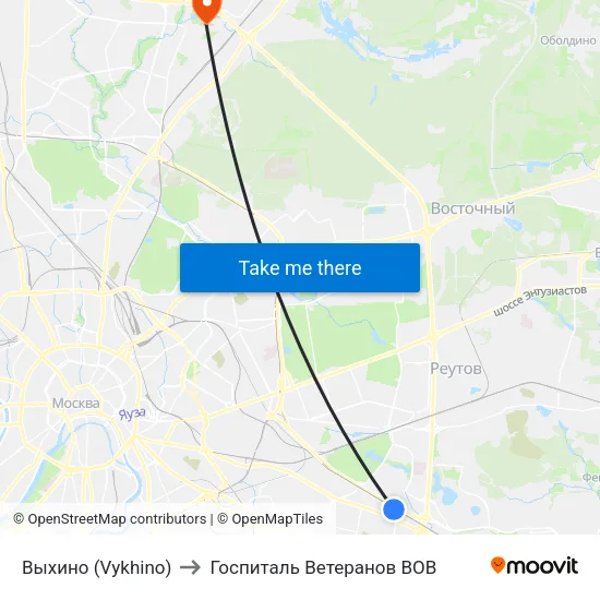 Выхино (Vykhino) to Госпиталь Ветеранов ВОВ map