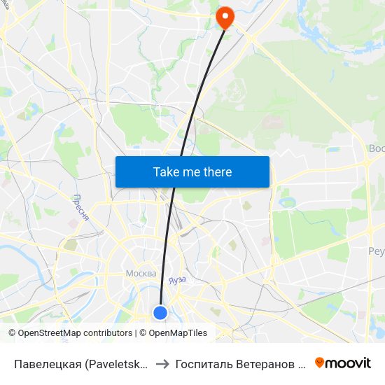 Павелецкая (Paveletskaya) to Госпиталь Ветеранов ВОВ map