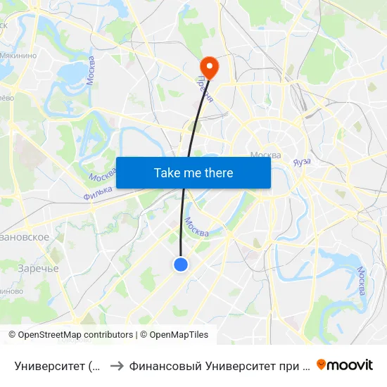 Университет (Universitet) to Финансовый Университет при Правительстве РФ map
