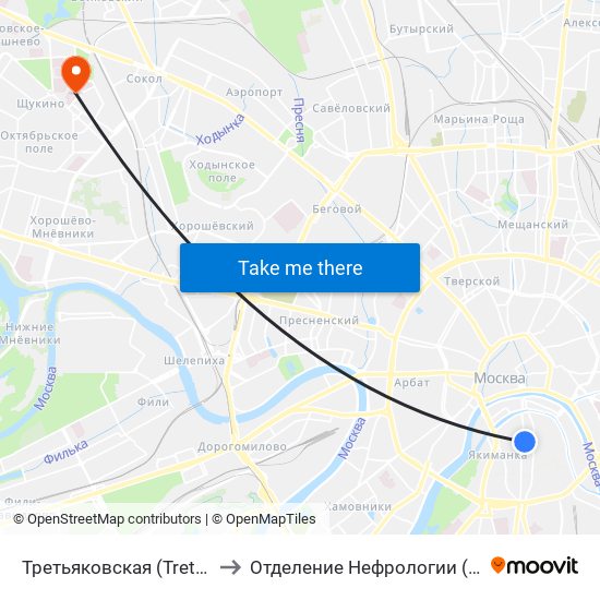 Третьяковская (Tretyakovskaya) to Отделение Нефрологии (52 Больница) map