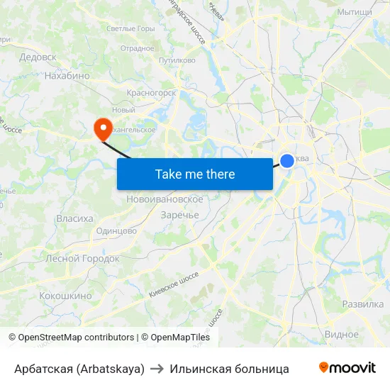 Арбатская (Arbatskaya) to Ильинская больница map