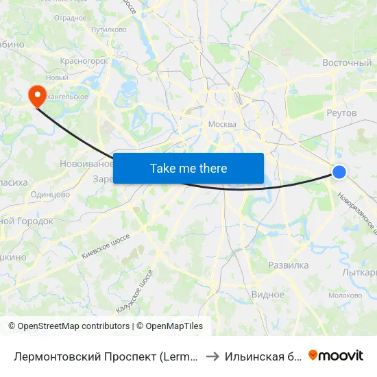 Лермонтовский Проспект (Lermontovsky Prospekt) to Ильинская больница map