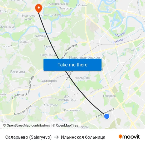 Саларьево (Salaryevo) to Ильинская больница map