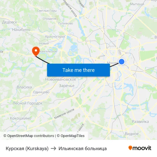 Курская (Kurskaya) to Ильинская больница map