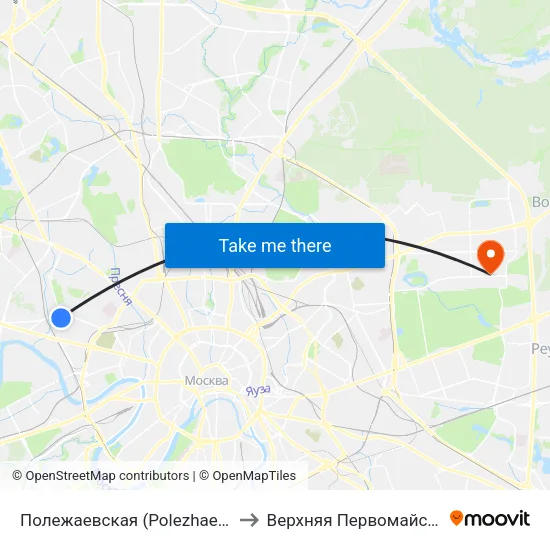 Полежаевская (Polezhaevskaya) to Верхняя Первомайская 48 map