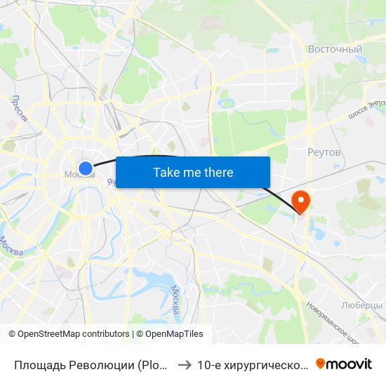 Площадь Революции (Ploschad Revolyutsii) to 10-е хирургическое отделение map