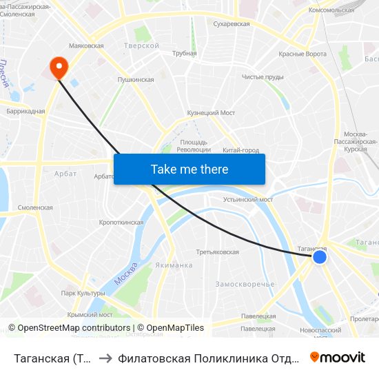 Таганская (Taganskaya) to Филатовская Поликлиника Отделение Микрохирургии map