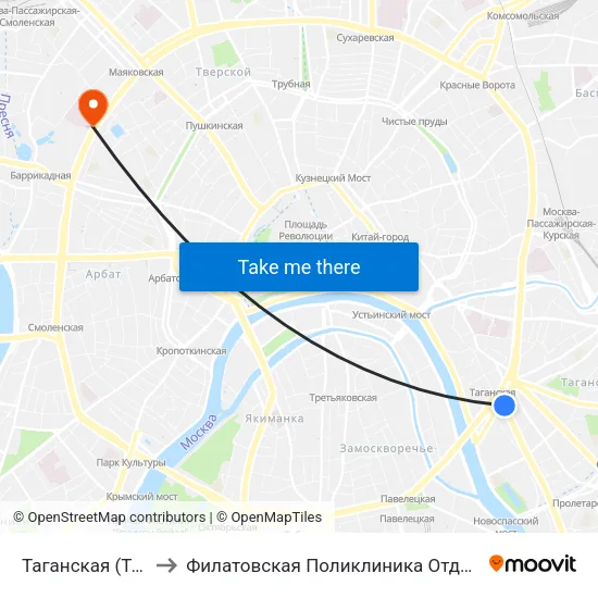 Таганская (Taganskaya) to Филатовская Поликлиника Отделение Микрохирургии map