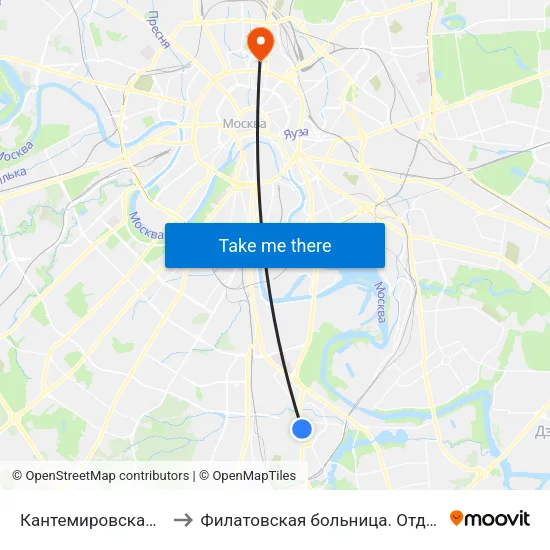 Кантемировская (Kantemirovskaya) to Филатовская больница. Отделение торакальной хирургии map