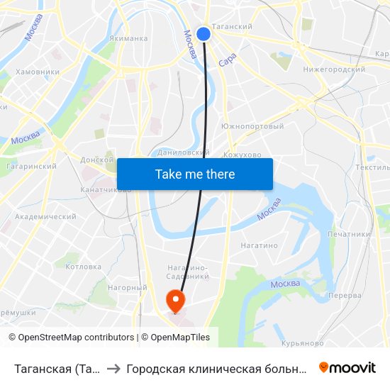 Таганская (Taganskaya) to Городская клиническая больница им. С. С. Юдина map