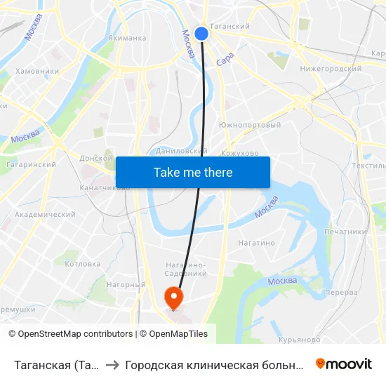 Таганская (Taganskaya) to Городская клиническая больница им. С. С. Юдина map