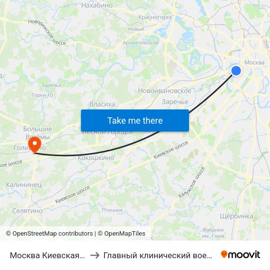 Москва Киевская (Kievsky Station) to Главный клинический военный госпиталь ФСБ РФ map