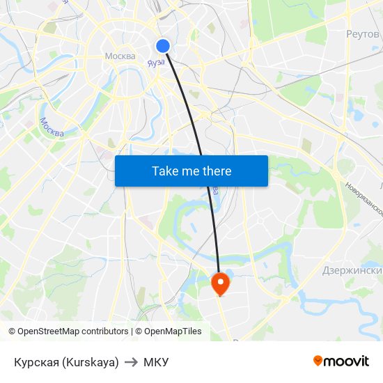 Курская (Kurskaya) to МКУ map