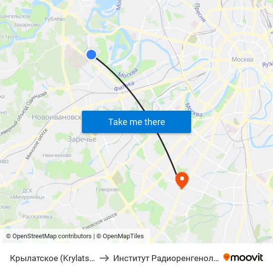 Крылатское (Krylatskoe) to Институт Радиоренгенологии map