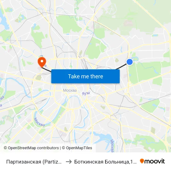 Партизанская (Partizanskaya) to Боткинская Больница,16 Корпус map