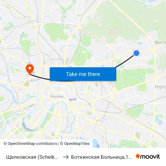 Щелковская (Schelkovskaya) to Боткинская Больница,16 Корпус map