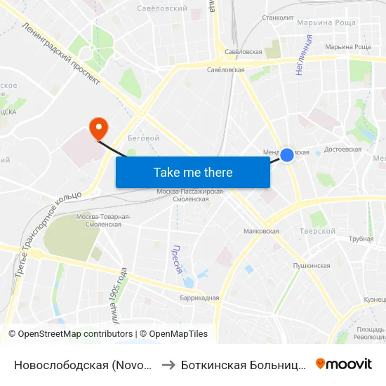 Новослободская (Novoslobodskaya) to Боткинская Больница,16 Корпус map