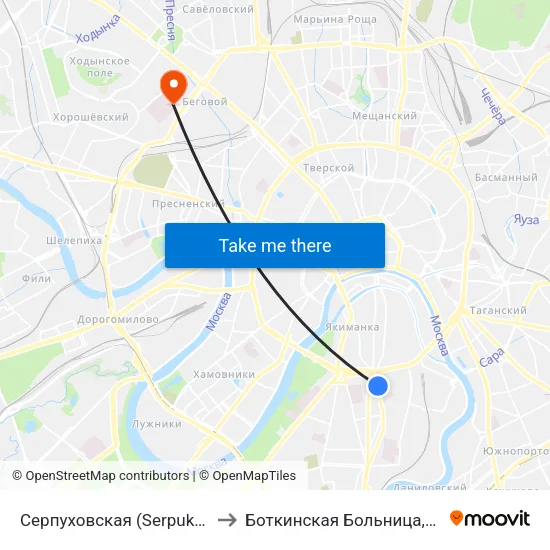 Серпуховская (Serpukhovskaya) to Боткинская Больница,16 Корпус map