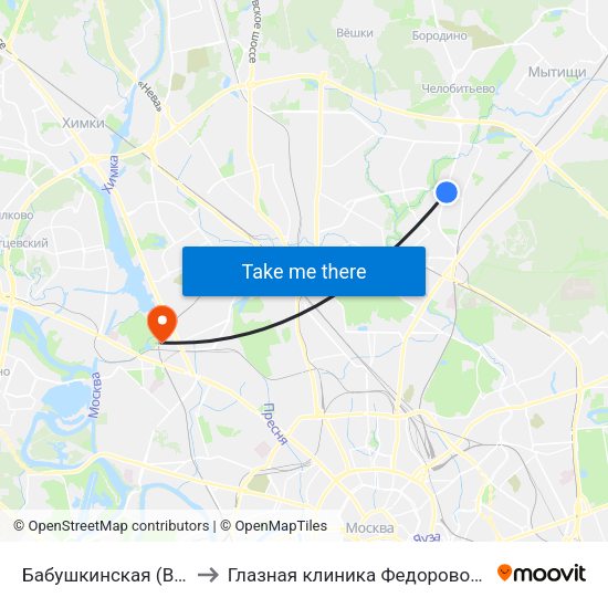 Бабушкинская (Babushkinskaya) to Глазная клиника Федоровой Ирины Святославны map