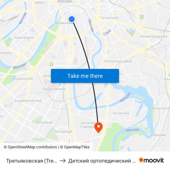 Третьяковская (Tretyakovskaya) to Детский ортопедический санаторий № 56 map