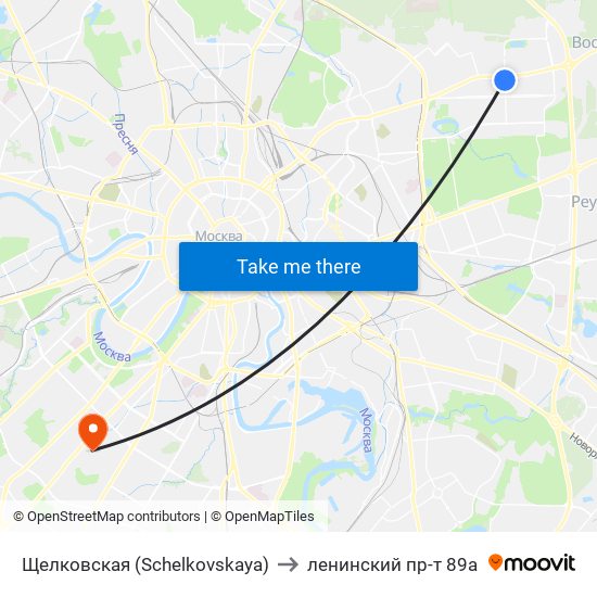 Щелковская (Schelkovskaya) to ленинский пр-т 89а map