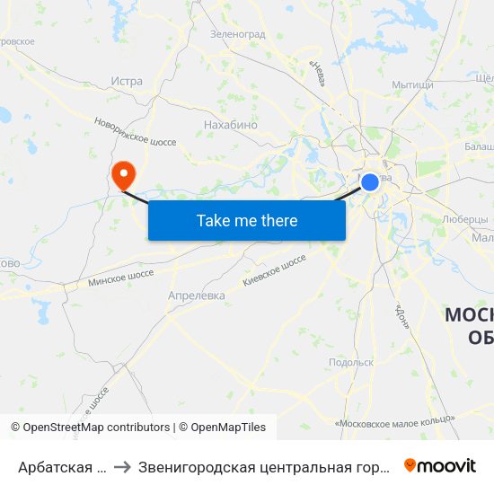 Арбатская (Arbatskaya) to Звенигородская центральная городская больница им. А.П. Чехова map