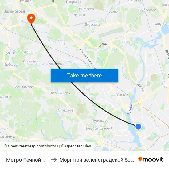 Метро Речной вокзал to Морг при зеленоградской больнице #3 map