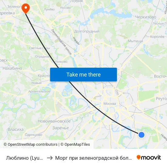 Люблино (Lyublino) to Морг при зеленоградской больнице #3 map