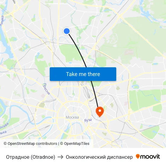 Отрадное (Otradnoe) to Онкологический диспансер map