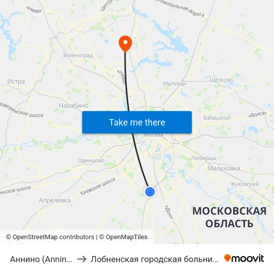 Аннино (Annino) to Лобненская городская больница map