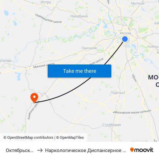 Октябрьская (Oktyabrskaya) to Наркологическое Диспансерное Отделение ( Психиатрическая Больница 23 ) map