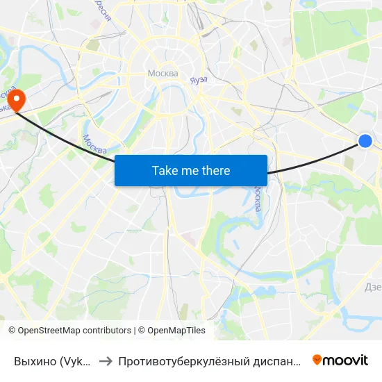 Выхино (Vykhino) to Противотуберкулёзный диспансер № 20 map