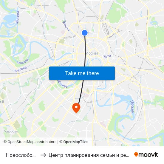 Новослободская (Novoslobodskaya) to Центр планирования семьи и репродукции  Департамента здравоохранения города Москвы map
