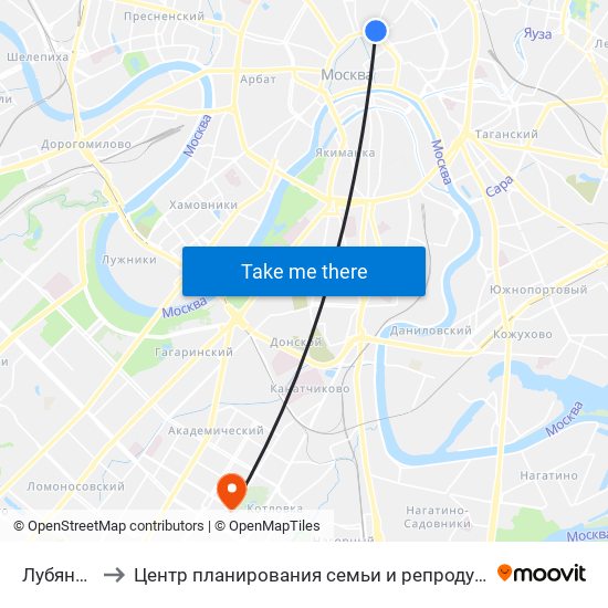 Лубянка (Lubyanka) to Центр планирования семьи и репродукции  Департамента здравоохранения города Москвы map