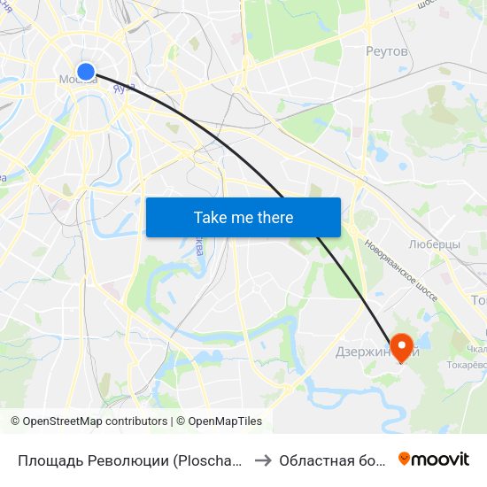 Площадь Революции (Ploschad Revolyutsii) to Областная больница map
