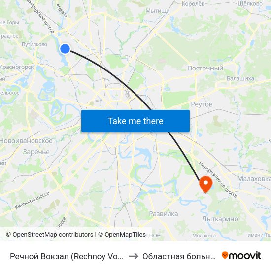 Речной Вокзал (Rechnoy Vokzal) to Областная больница map