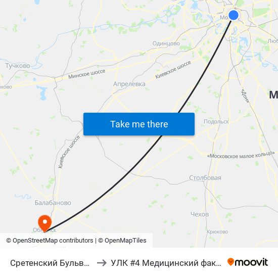 Сретенский Бульвар (Sretinsky Bulvar) to УЛК #4 Медицинский факультет ИАТЭ НИЯУ МИФИ map