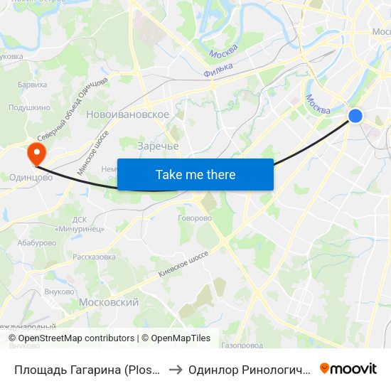 Площадь Гагарина (Ploschad Gagarina) to Одинлор Ринологический Центр map