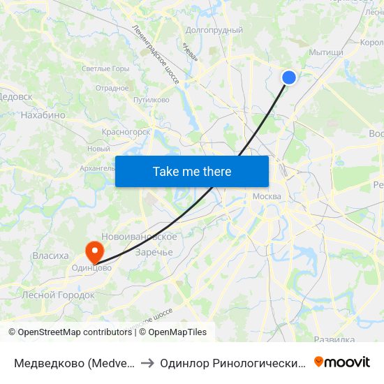 Медведково (Medvedkovo) to Одинлор Ринологический Центр map