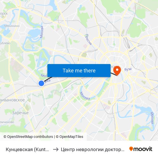 Кунцевская (Kuntsevskaya) to Центр неврологии доктора Шахновича map