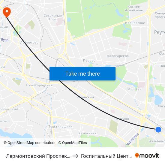 Лермонтовский Проспект (Lermontovsky Prospekt) to Госпитальный Центр "Семейный доктор" map