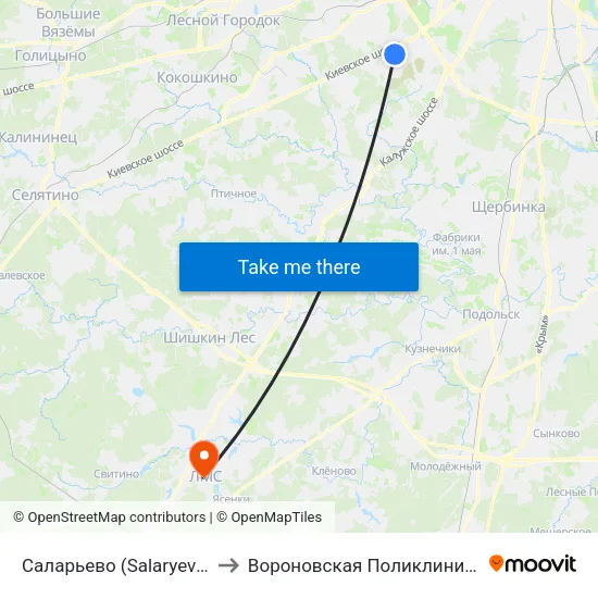 Саларьево (Salaryevo) to Вороновская Поликлиника map