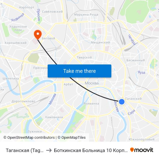 Таганская (Taganskaya) to Боткинская Больница 10 Корпус Нефрология map
