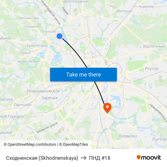 Сходненская (Skhodnenskaya) to ПНД #18 map